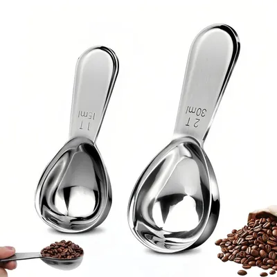 Kaffeemaßlöffel 15/30 ml, 2er-Set, 304 Edelstahl, silber