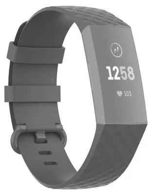 Produktbild von By Qubix passend für Fitbit Charge 3 & 4 Silikon Diamant Muster Armband - Größe: Large - Grau