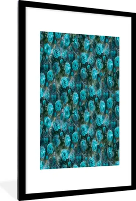 Produktbild von MuchoWow® MuchoWow® Gerahmtes Poster Blumen - Rosen - Blau 60x90 cm - Poster mit zchwarzem Bilderrahmen - Dekoration - Wandposter Wohnzimmer - Hochwertig