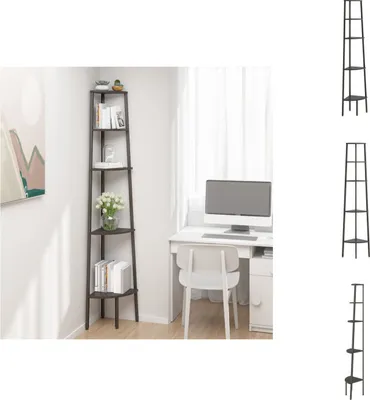 Obrázek produktu pro vidaXL Rohový regál s 5 policemi černý 45,5x31,5x180 cm - Regály a knihovny