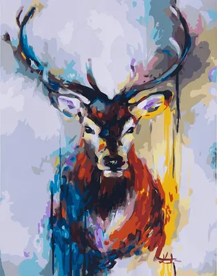 Obrázok produktu pre Maľovanie podľa čísel bez rámu – Novinky. Sady na maľovanie podľa čísel – Motýle, farebné jeleňe, 40x50 cm (Farebné jeleňe)
