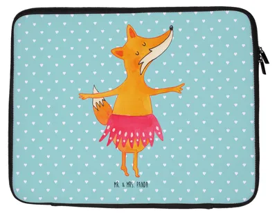 Produktbild von Mr. & Mrs. Panda Laptop Tasche Fuchs Ballerina 33 x 42 cm - Türkis Pastell - Geschenk, Sleeve, Party, Laptoptasche, Tanzen, Laptophülle, Geburtstag, Hülle, Einladung
