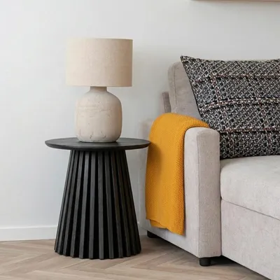 Productafbeelding van House Nordic Bijzettafel Osaka Eikenfineer Zwart ø50cm