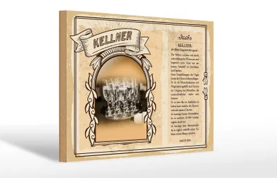 Produktbild von Holzschild Berufe 30x20cm Kellner Getränke Speisen Service