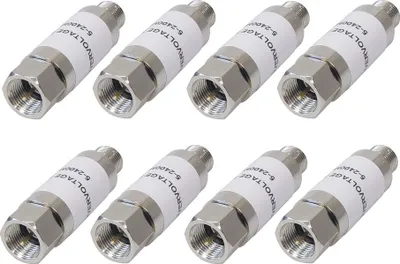 Produktbild von 8x Sat Überspannungsschutz Blitzschutz Sat-Anlage Kabel + DVB-T F Kupplung auf F Stecker