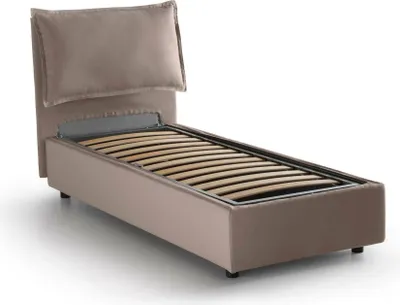 Produktbild von Einzelbett Vanessa, Containerbett mit Stoffbespannung, 100%  Italy, Frontöffnung, passend für Matratze 80x190 cm, Turteltaube