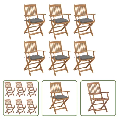 Produktbild von The Living Store Klappbare Gartenstühle 6 Stk. mit Kissen Massivholz Akazie