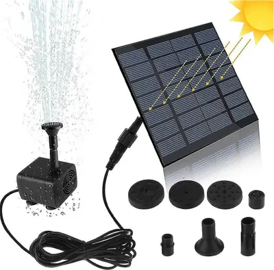 Produktbild von Sunrain Solar-Teichpumpe, Springbrunnenpumpe, Solarpumpe, Gartenbrunnen, Wasserspiel, Springbrunnenpumpe, Brunnen (schwarz) (1 Stück)