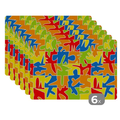 Obrázok produktu pre MuchoWow® Podložky Sada 6 podložiek Umývateľné podložky 30x45x0.3cm Puzzle - Vzory - Abstraktné Podložka pod stôl Nekĺzavá a odolná voči teplu