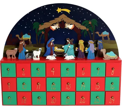 Productafbeelding van Adventskalender, houten kerststal, tafeldecoratie, aftelkalender
