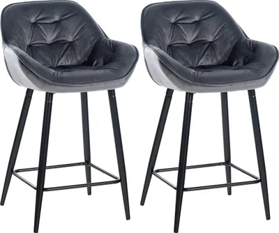 Produktbild von 2er Set Barhocker HLO-CP261 Samt  dunkelgrau