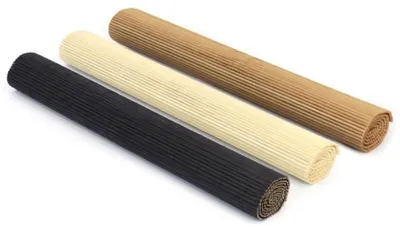 3 Bambus-Tischsets, gewebt, 30x45 cm, rutschfest, Schwarz/Beige/Braun