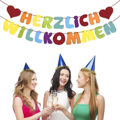 Immagine prodotto di Benvenuti a casa. Gagliarda decorativa. Decorazioni scintillanti. "Benvenuti" decorazione da appendere per feste, inaugurazioni, nascita di un bambino