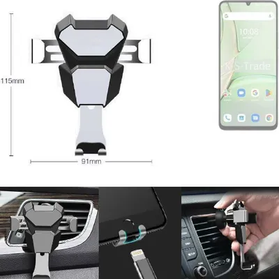 Produktbild von K-S-Trade Lüftungshalterung kompatibel mit UMIDIGI G9C kompakte Handy-Halterung Lüftungsschlitz Lüftungsgitter Autohalterung KFZ Auto-Halterung