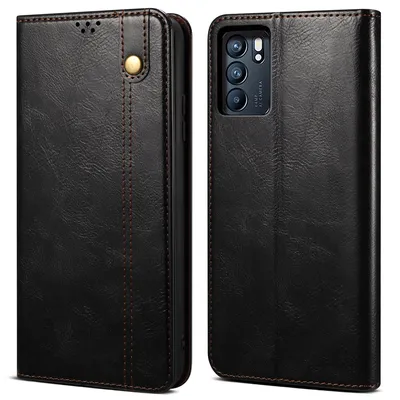 Obrázek produktu pro Pouzdro pro OPPO Reno6 5G, kožené flip pouzdro peněženka s funkcí stojánku černé