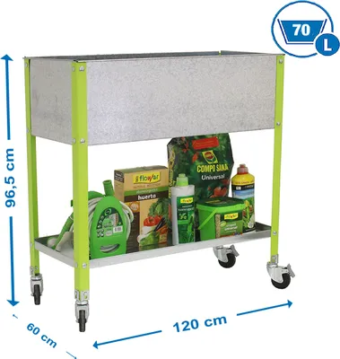 Image de Simonrack Bac surélevé SIMONGARDEN URBAN métal vert, argent rectangulaire 120,0 x 92,5 cm