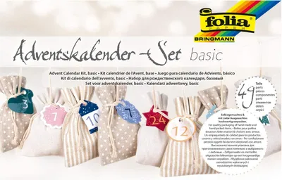 Immagine prodotto di folia 64121 folia Set calendario dell'Avvento BASIC, sacchetto in tessuto, 49 pezzi