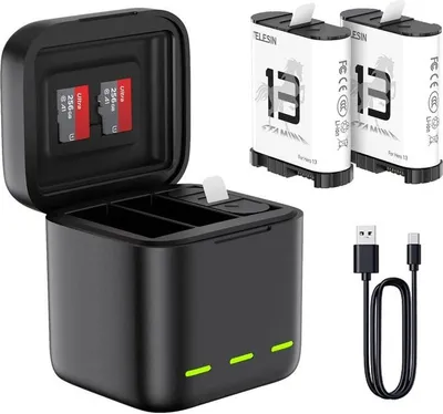 Produktbild von Dreikanal-Akkuladegerät für Gopro Hero 13 Schwarz Telesin (S0-Bcg-10-Tgp)