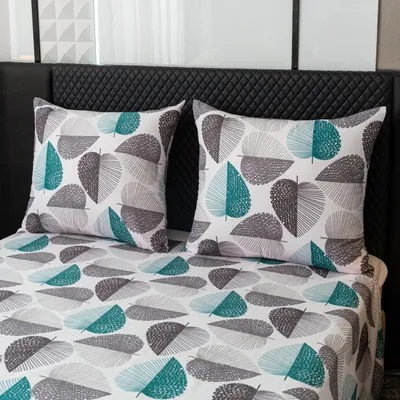 Zdjęcie produktu dla Zestaw pościeli FEBE „Blattherzen” – poszewka na kołdrę 140x200 cm + poszewka na poduszkę 70x80 cm, 2-częściowy, z zamkiem błyskawicznym