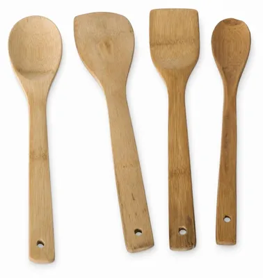 Productafbeelding van STEGGER houten lepel keuken set 4-delig bamboe 30 cm