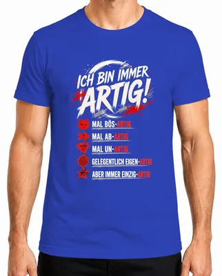 Productafbeelding van Ik ben altijd aardig. Boosaardig. Afschuwelijk. Onbeschaamd. Statement. Sarcasme. Heren T-shirt, blauw, XL
