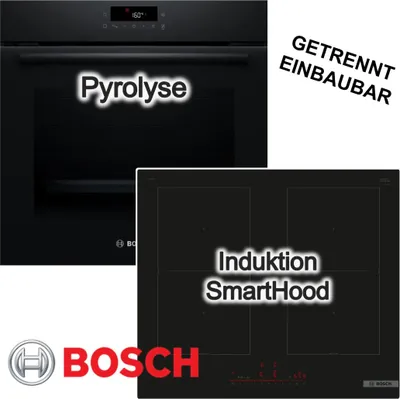 Produktbild von BOSCH Herdset Pyrolyse 3D Heißluft 4-fach verglast + Induktionskochfeld Flexzone DirectSelect HomeConnect