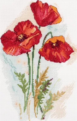 Image de Panna Kit de point de croix "Aquarelle Coquelicots", motif à compter, 19x26cm