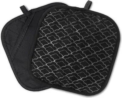 Produktbild von Famanu Pannenlappen Set 2-teilig mit Greiftaschen, Untersetzern und Ofenhandschuhen - hitzebeständig bis 260 °C