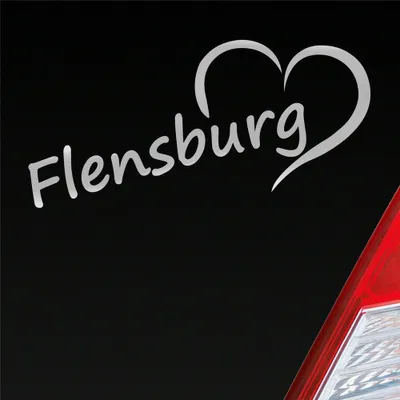 Produktbild von Auto Aufkleber Flensburg Herz Stadt City Liebe Love 18,5x8 cm Silber Sticker Heckscheibenaufkleber