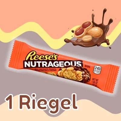 Produktbild von 1x Reese's Nutrageous – Schoko-Erdnussbutter Riegel | 1x Riegel | Amerikanischer Snack  +Heartforcards Versandschutz