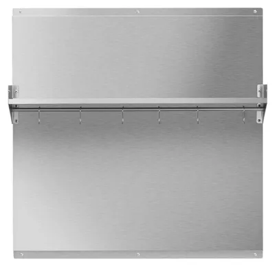 Produktbild von Rückwand für die Küche aus Edelstahl – 76 x 76 cm – Material: SUS430 – Mit Ablagefläche und Haken