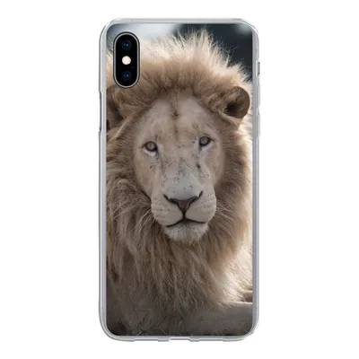 Produktbild von MuchoWow® Handyhülle Schutzhülle Hülle für iPhone Xs Löwe - Tier - Weiß Silikon Softcase Handy Hülle - Handytasche