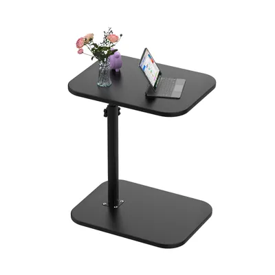 Produktbild von Beistelltisch Sofatisch C-Form Höhenverstellbar für Bett und Sofa leichter Aufbau Schwarz