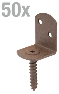 Produktbild von Alberts 821968 DURAVIS® Flechtzaunhalter, L-Form, rostbraun duplexbeschichtet, Größe 83 x 30 x 32 mm, 50er Set