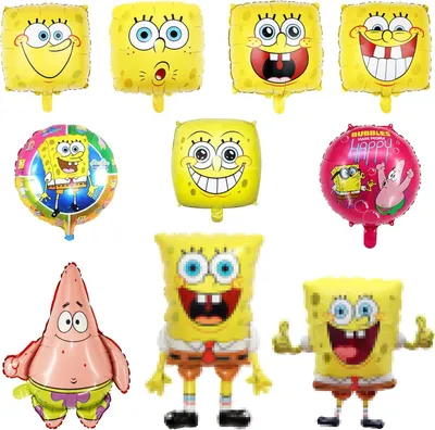 Productafbeelding van Folieballon voor verjaardag - Set van 10 - Sponskop - Heliumballonnen - XXL ballonnen - Decoratie - Kinderverjaardag