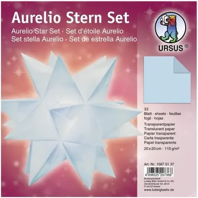 Produktbild von Faltblätter Aurelio Stern Transparentpapier 115g/qm 20x20cm 33 Blatt hellblau