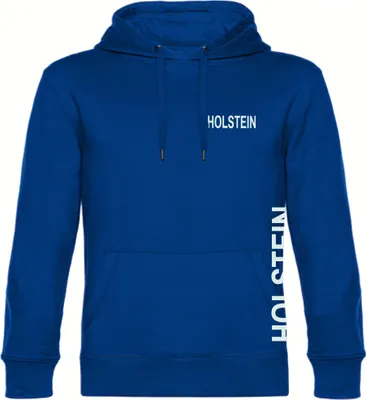 Produktbild von multifanshop Kapuzen Sweatshirt - Holstein - Brust & Seite, blau, Größe S