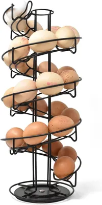 Produktbild von Spiralförmiges Design Eierbehälter Eierkorb Eierspirale Eierhalter Eier - Metall - Hält bis zu 36 Eier - Aufbewahrung als Kitchen Accessories - Schwarz