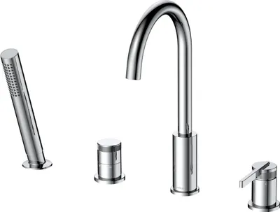 Produktbild von Avapax | Badewannenarmatur 4-loch - Chrom Glanz - Messing - Hoher Auslauf - Ergonomischer Hebel