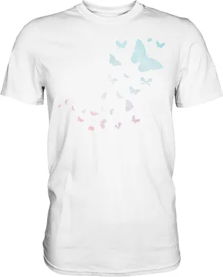 Produktbild von Frauen Pastel Bunte Schmetterlinge T-Shirt – White / XL