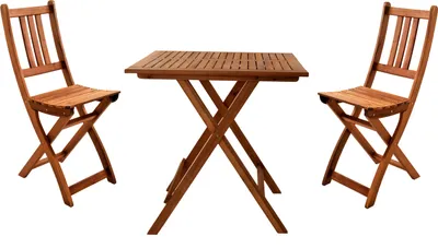 Produktbild von Balkonmöbel Set 3tlg Akazie Klapptisch 60 x 60 cm BLOOM