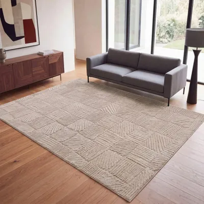 Produktbild von Paco Home Teppich Wohnzimmer Kurzflor Boho Skandi Design Geometrisches Muster Einfarbig 240x340 cm