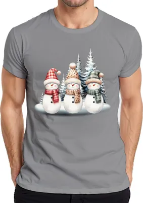 Produktbild von Schneemänner - Weihnachten Weihnachtsgeschenk Christmas Herren T-Shirt, Grau, L