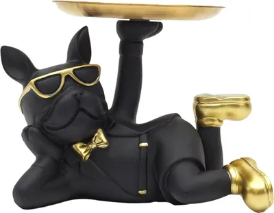 Zdjęcie produktu dla Figurka Buldog leżący z tacą CZARNA