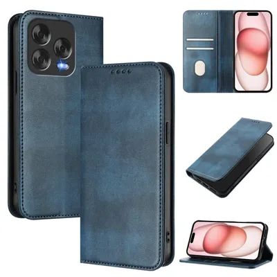 Produktbild von Handyhülle für ZTE Blade V70 Design/V70 Vita/nubia V70 Design, Vintage Leder RFID Schutz Kartenfach Standfunktion Magnetische Klapphülle Blau