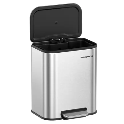 Obrázek produktu pro SONGMICS Kuchyňský odpadkový koš, 20litrový odpadkový koš s víkem, pedálový odpadkový koš, ocel, jemné zavírání, funkce hold open