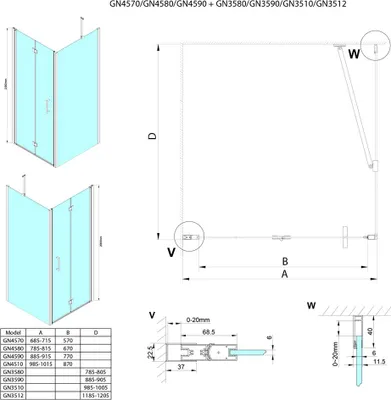 Productafbeelding van Gelco LORO Rechthoekige douchecabine, 1000x900 mm