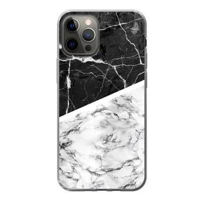 Produktbild von MuchoWow® Handyhülle Schutzhülle Hülle für iPhone 12 Pro Marmor - Schwarz - Weiß Silikon Softcase Handy Hülle - Abdeckung