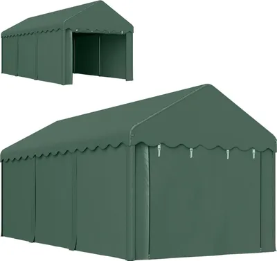 Produktbild von Carport 3x6 m Zeltgarage mit Rolltüren, Dach, abnehmbaren Seitenwänden, UV-beständig wasserdicht Garagenzelt Unterstand Lagerzelt Weidezelt Garagenüberdachung für Auto, LKW, SUV, Boot, Grün