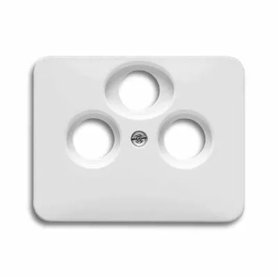 A white electrical outlet cover with three circular openings.